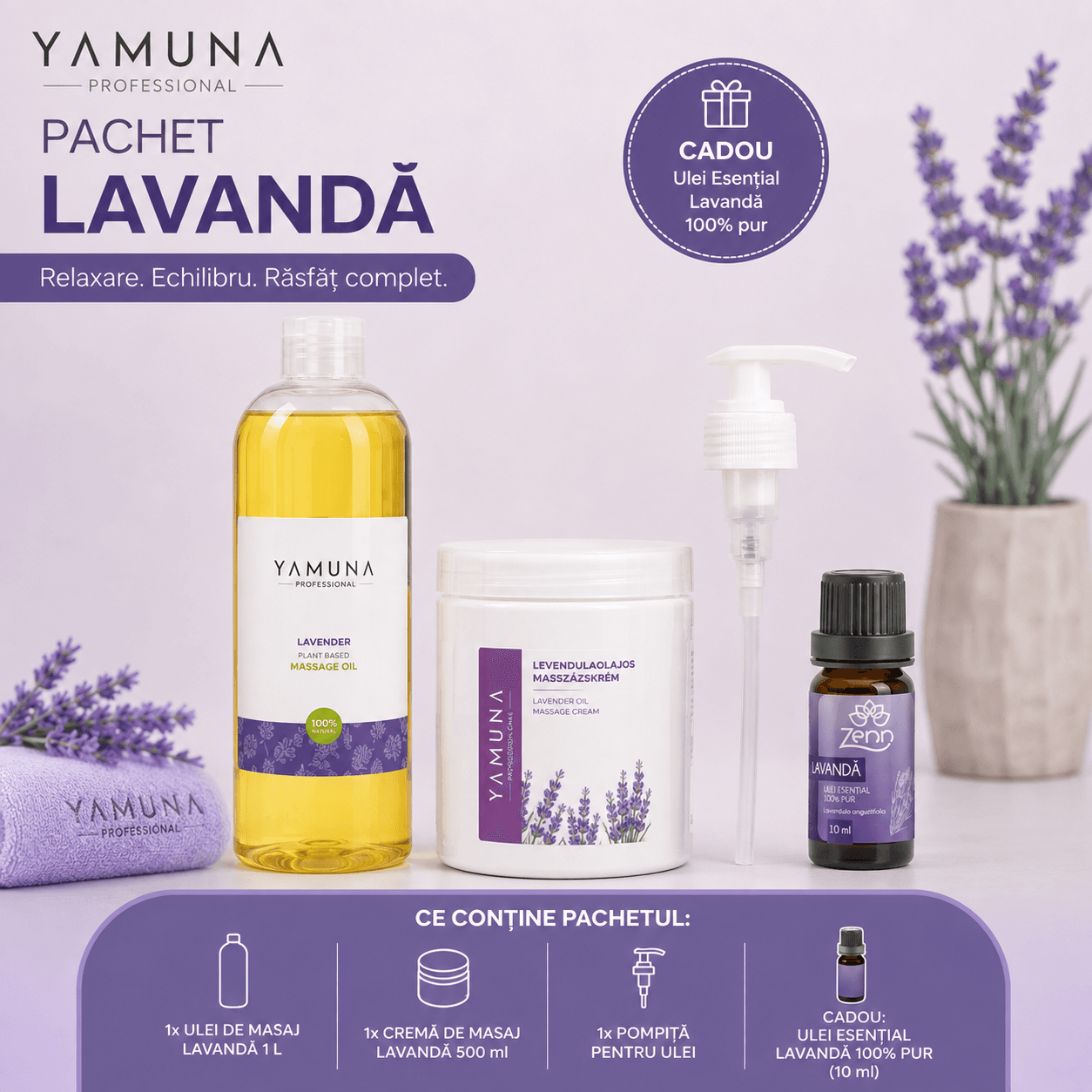 pachet ulei lavanda profesional cadou ulei esential lavanda yamunaromania happytour masajshop