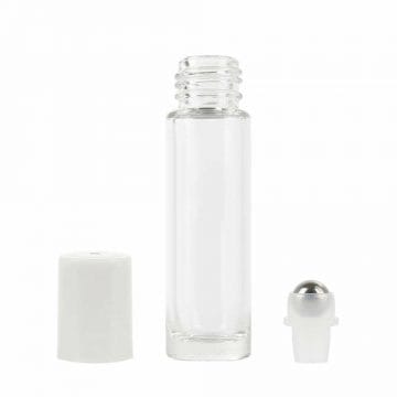 Sticlă Transparenta roll-on ulei esențial, 5 ml, cu bilă metalică