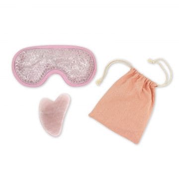 Accesorii pentru masaj terapeutic GuaSha Kit masca pentru ochi ThermoComfort si Quartz Roz + Husa