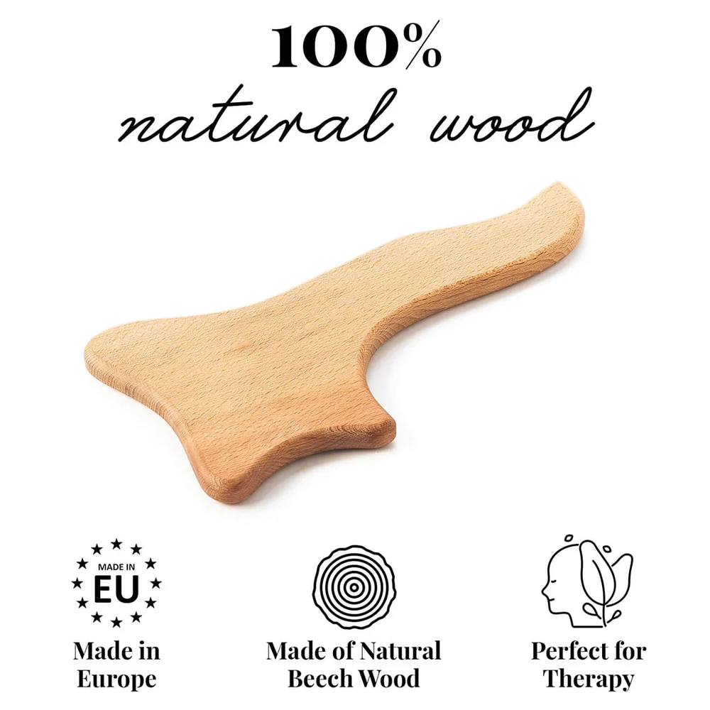 Paleta de masaj din lemn Gua Sha realizată manual - Instrument natural pentru maderoterapie 6 2 4