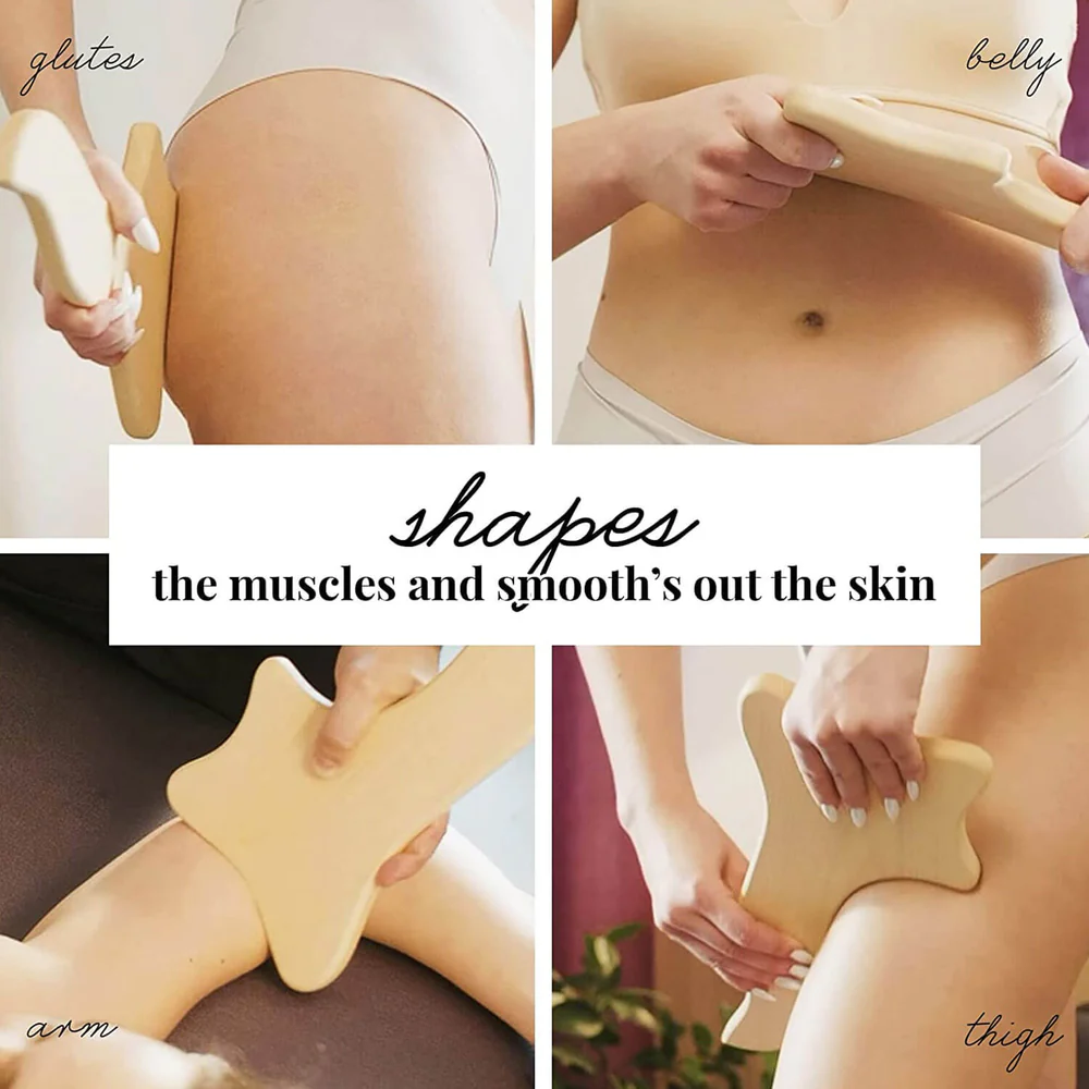 Paleta de masaj din lemn Gua Sha realizată manual - Instrument natural pentru maderoterapie 5 3 5