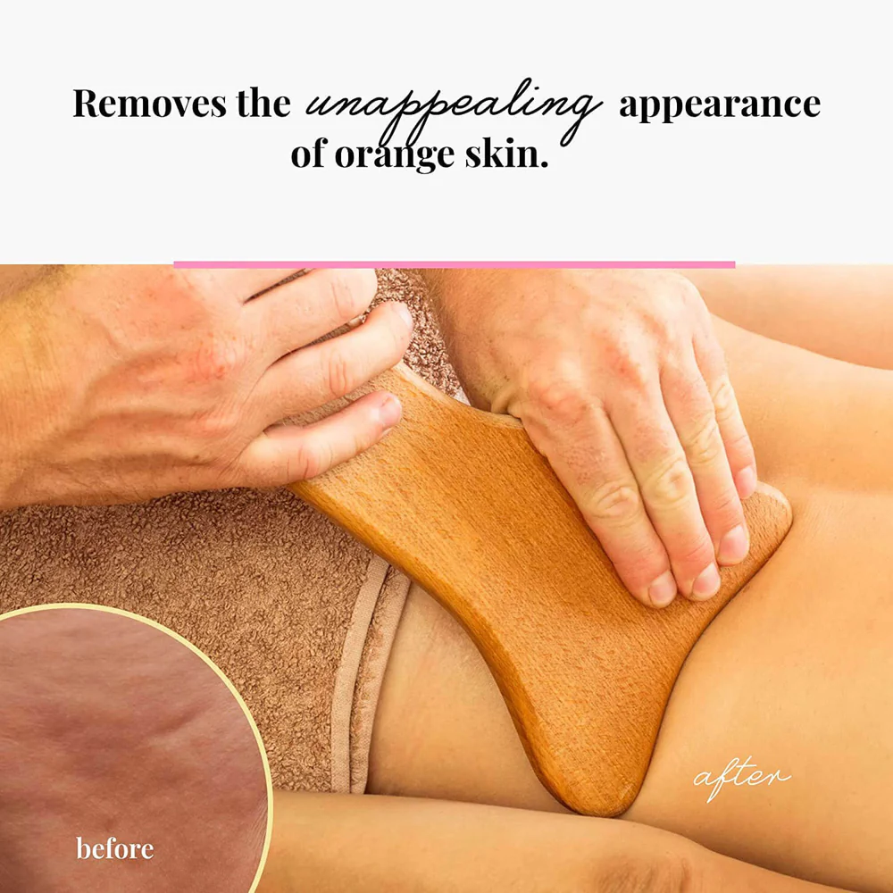 Paleta de masaj din lemn Gua Sha realizată manual - Instrument natural pentru maderoterapie 3 5 5